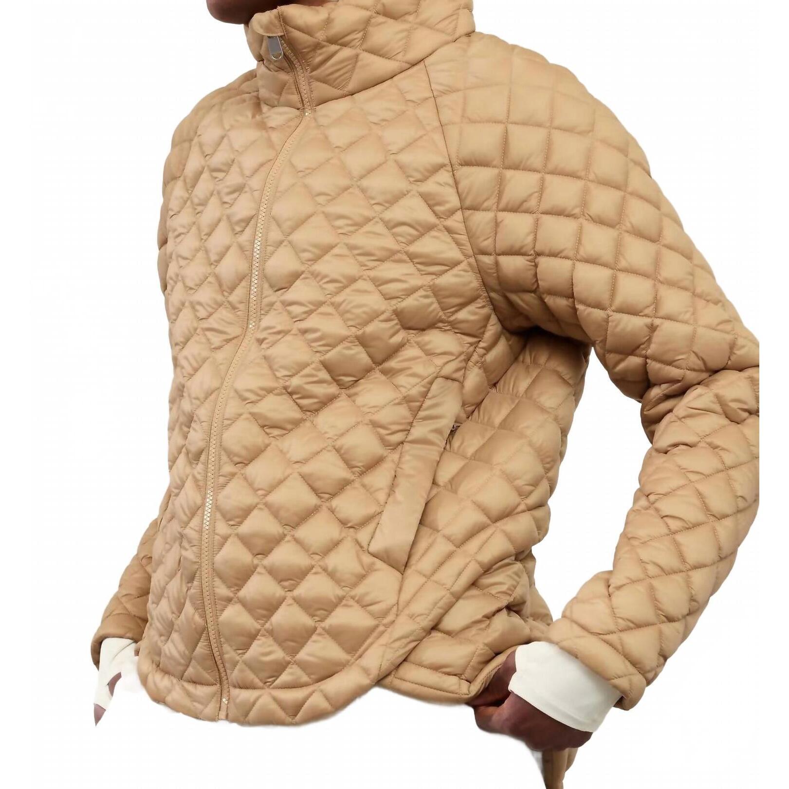 New Athleta Whisper Featherless Puffer Zip Jacket In Dune
